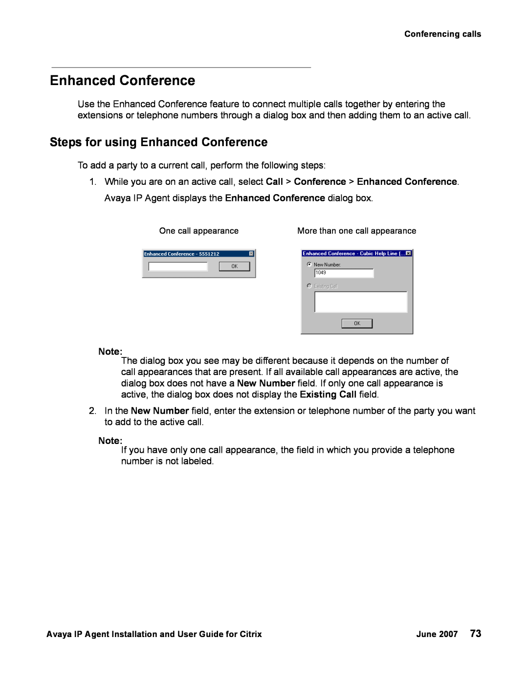 Avaya 7 manual Steps for using Enhanced Conference 