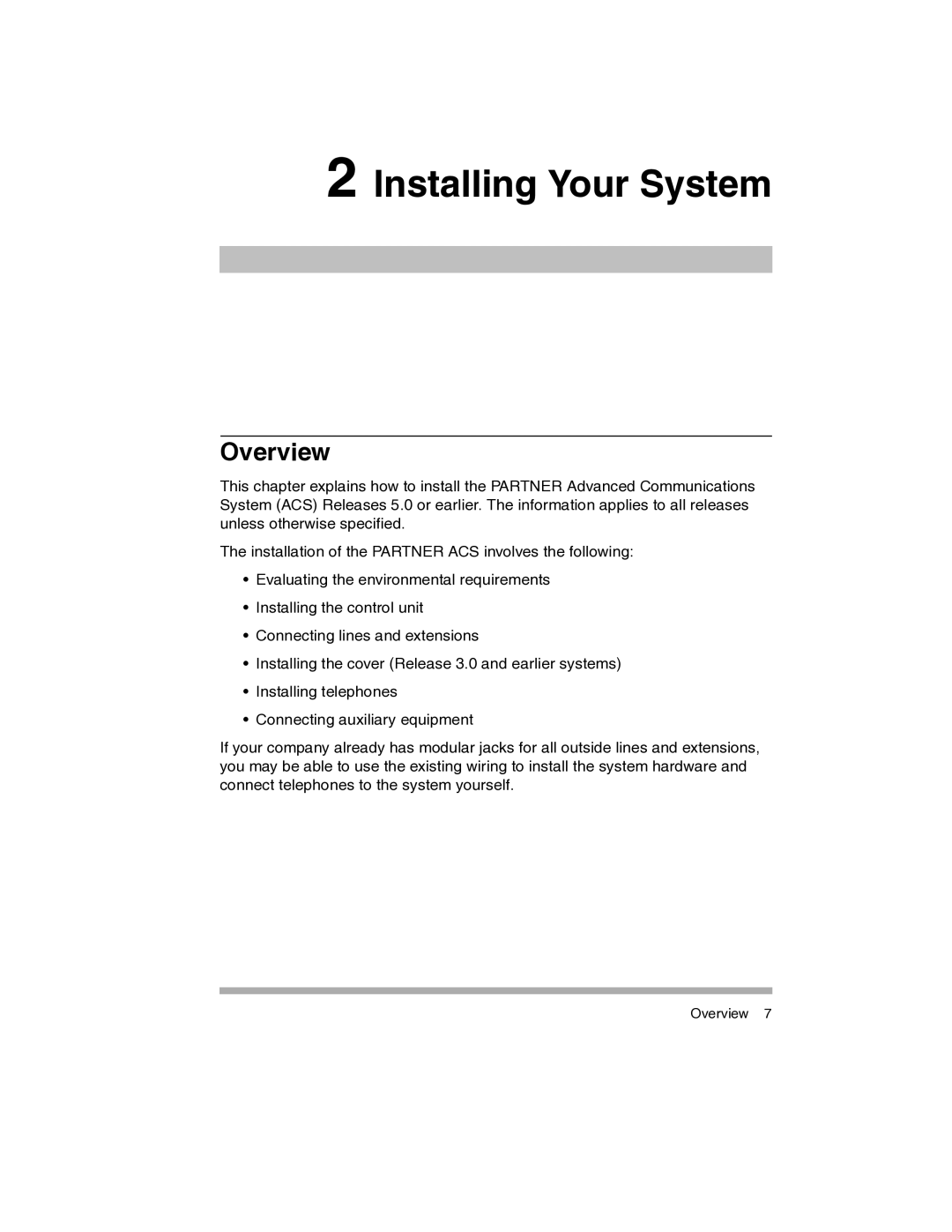 Avaya 700217243 manual Installing Your System, Overview 