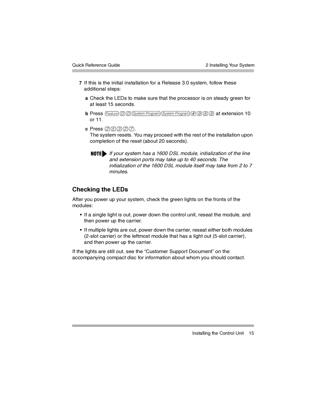 Avaya 700217243 manual Checking the LEDs 