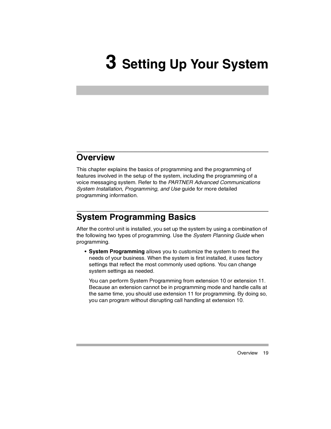 Avaya 700217243 manual Setting Up Your System, System Programming Basics 