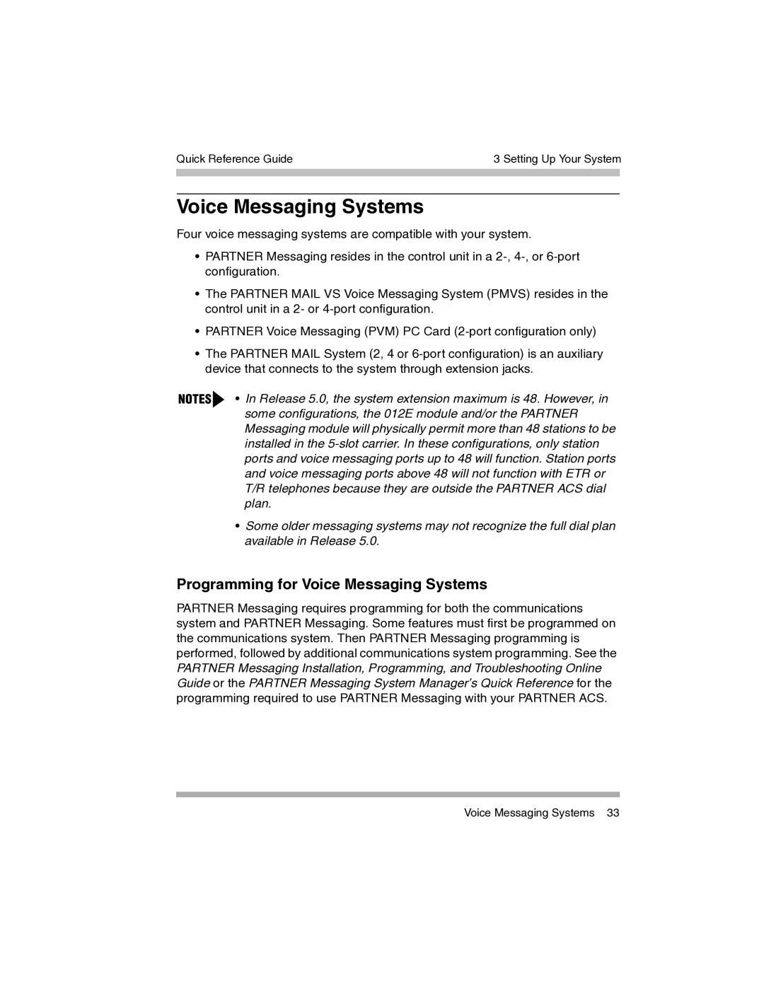 Avaya 700217243 manual Programming for Voice Messaging Systems 