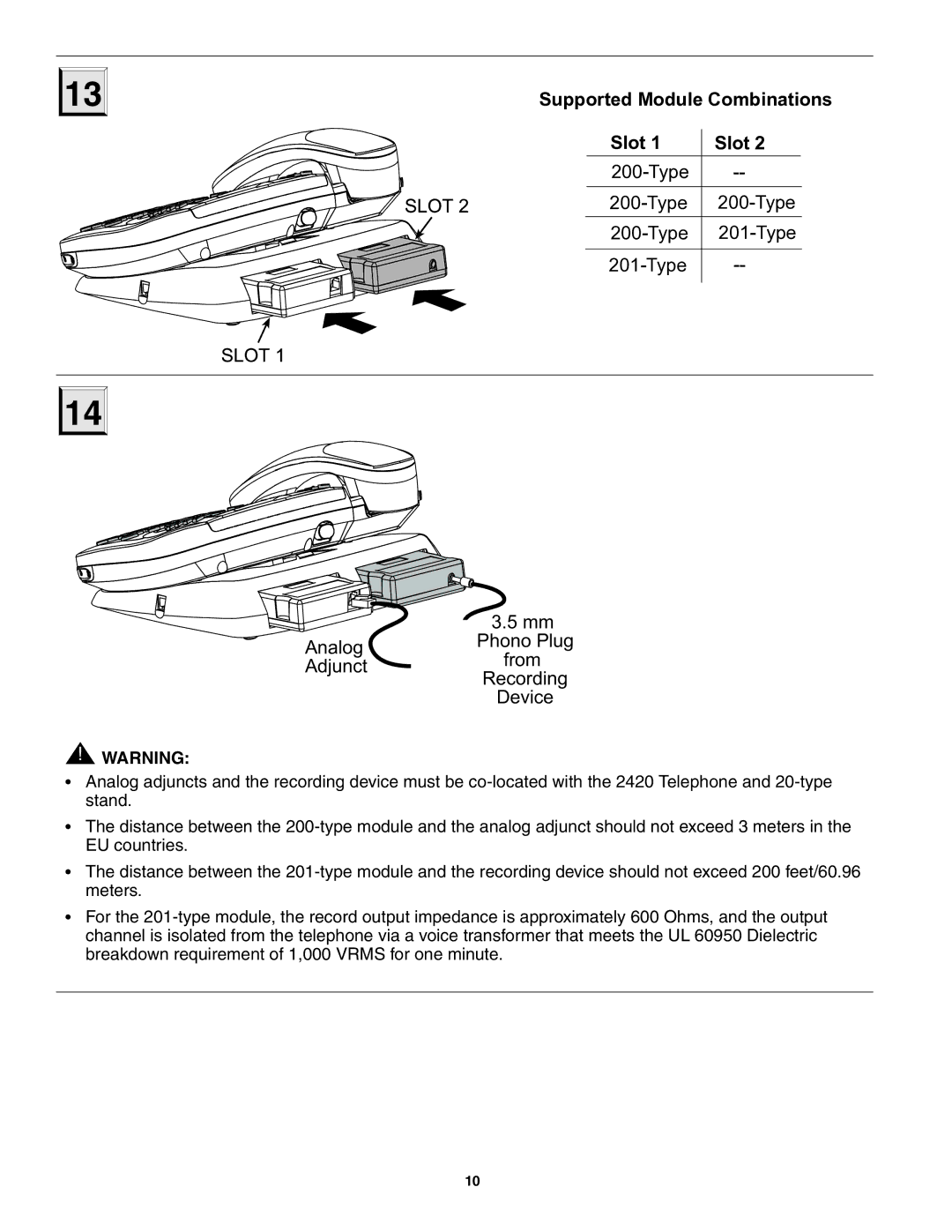 Avaya 700230253 important safety instructions Slot, Supported Module Combinations 