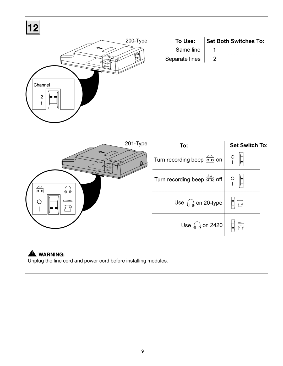 Avaya 700230253 important safety instructions To Use, Set Both Switches To, Set Switch To 