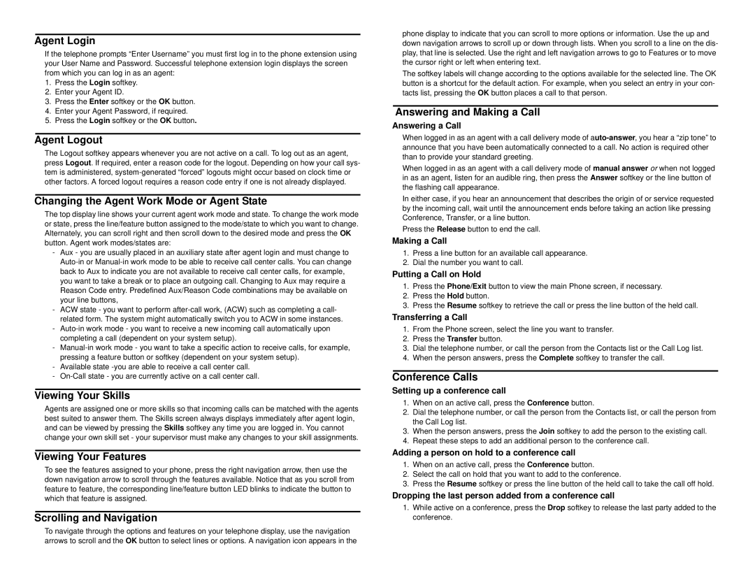 Avaya 700445109 manual Agent Login, Agent Logout, Changing the Agent Work Mode or Agent State, Viewing Your Skills 
