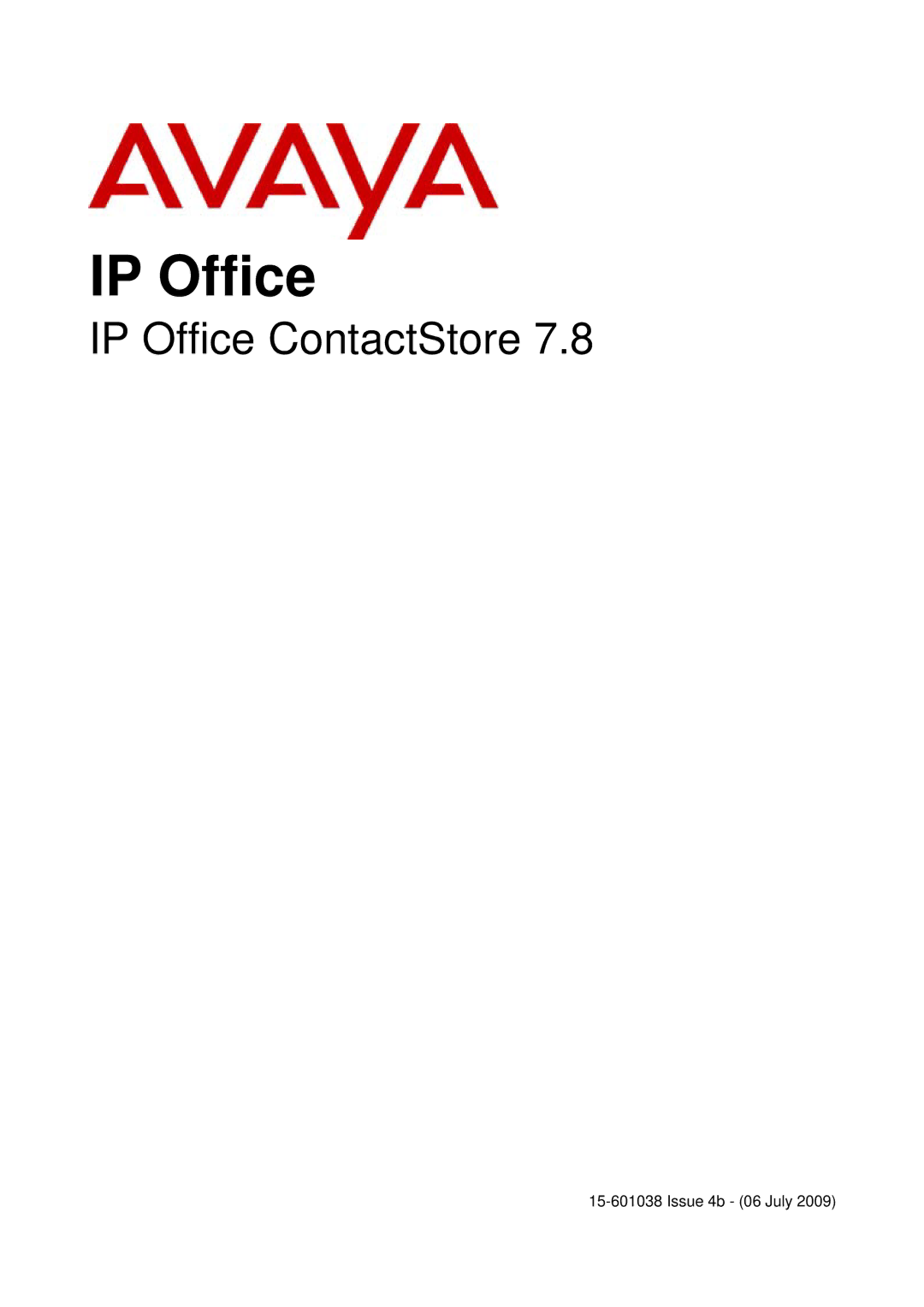 Avaya 7.8 manual IP Office ContactStore 