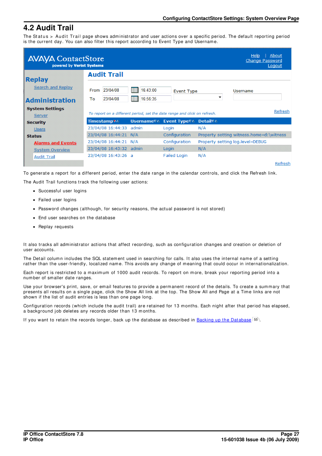 Avaya 7.8 manual Audit Trail 