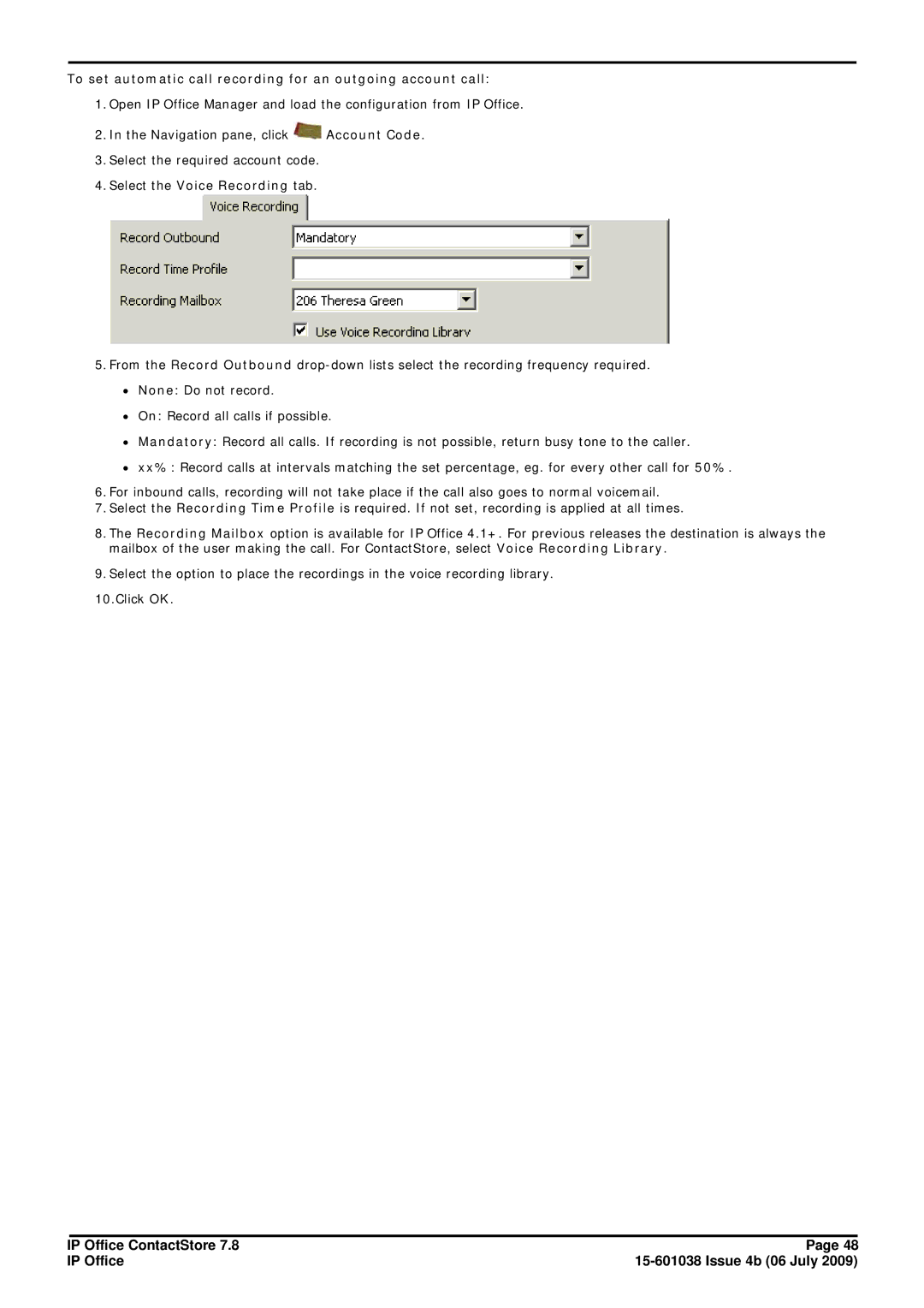 Avaya 7.8 manual To set automatic call recording for an outgoing account call 