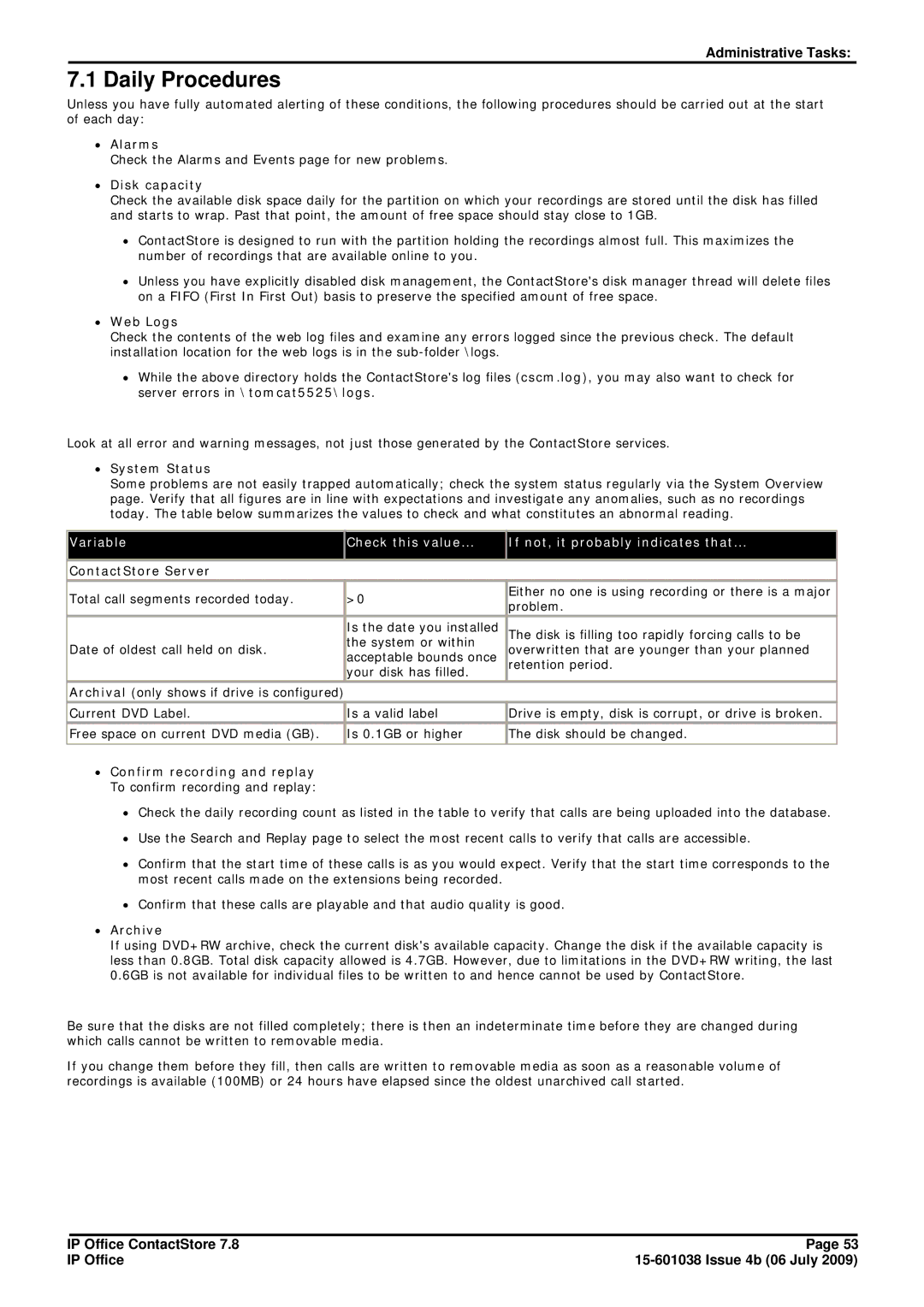 Avaya 7.8 manual Daily Procedures 