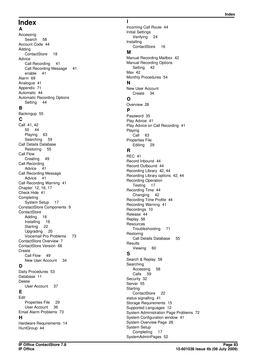 Avaya 7.8 manual Index 