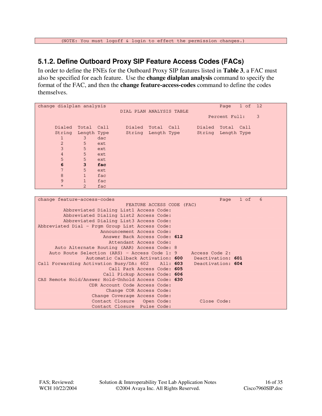 Avaya 7960, 7940 manual Define Outboard Proxy SIP Feature Access Codes FACs, Dial Plan Analysis, Feature Access Code FAC 