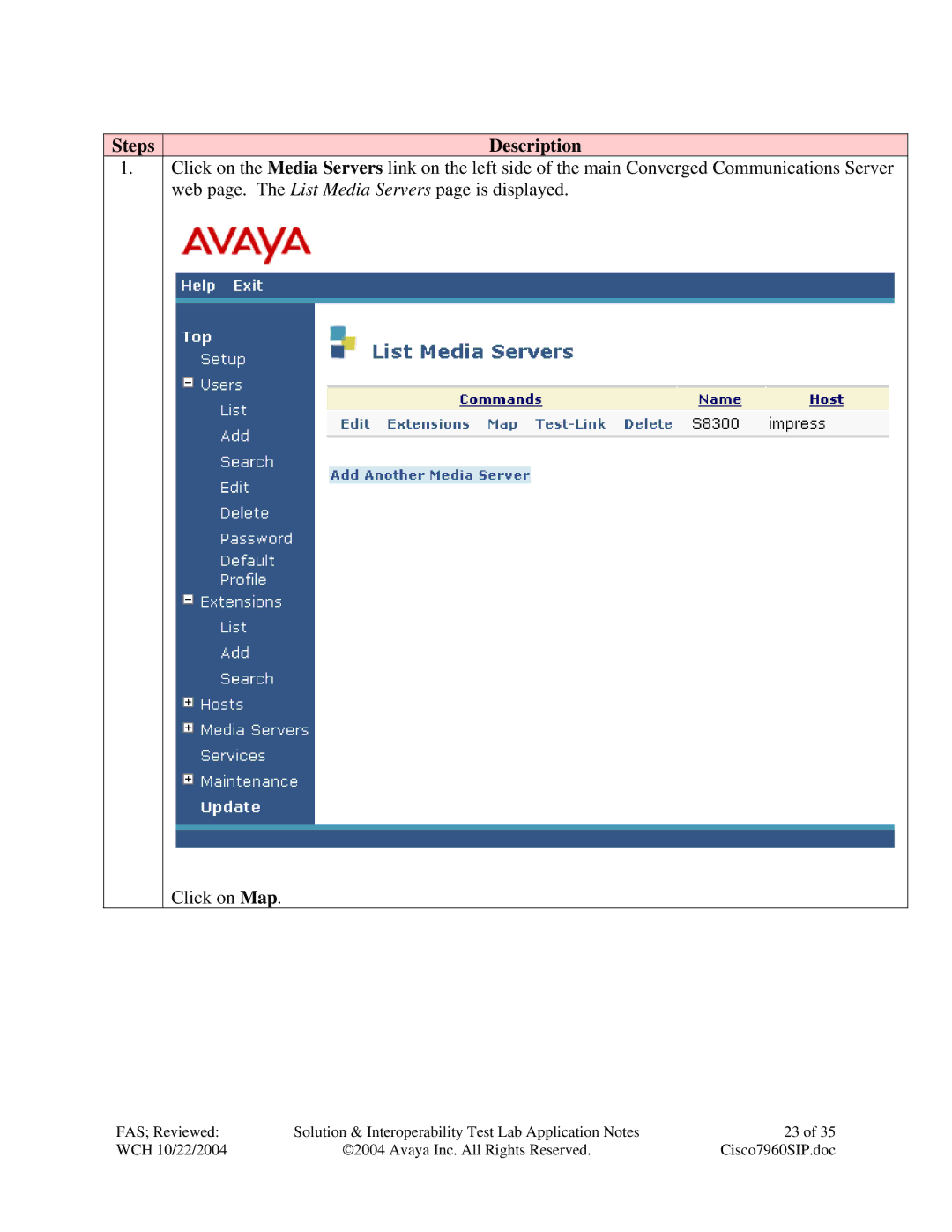 Avaya 7940, 7960 manual Steps Description 