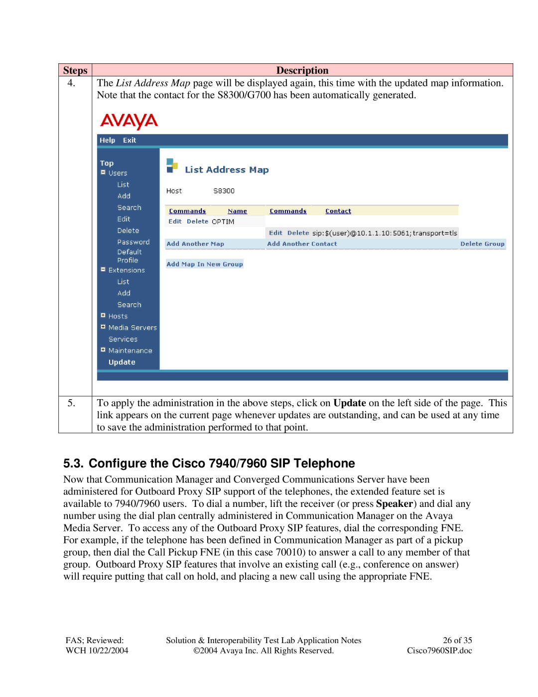 Avaya manual Configure the Cisco 7940/7960 SIP Telephone 