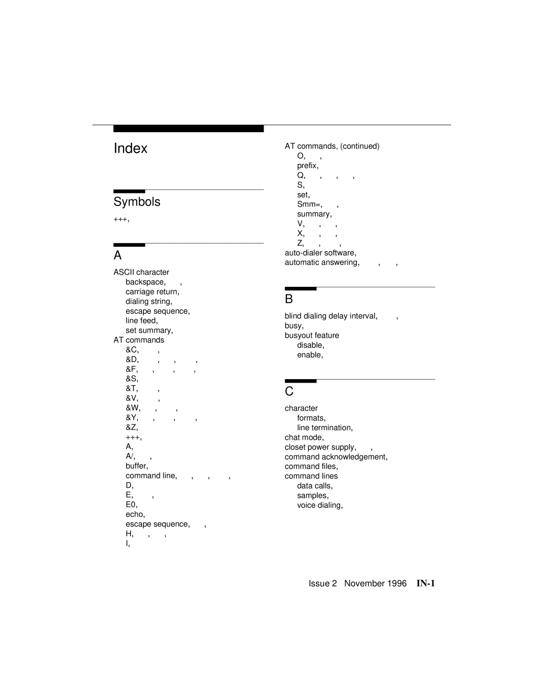 Avaya 8400B Plus manual Index, Symbols 