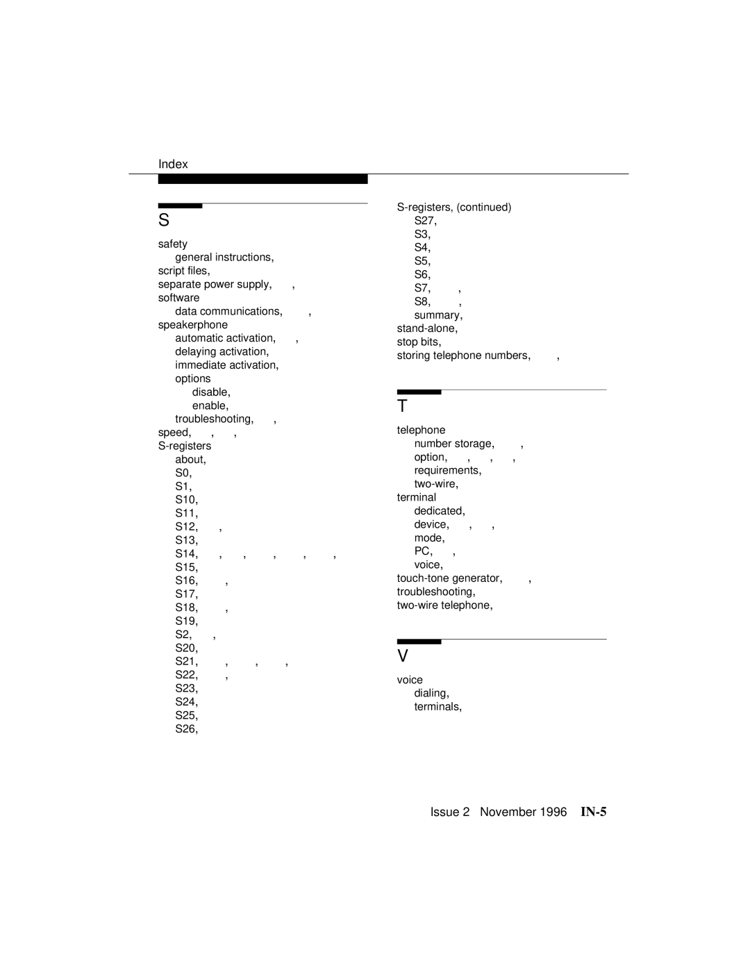 Avaya 8400B Plus manual Issue 2 November 1996 IN-5 