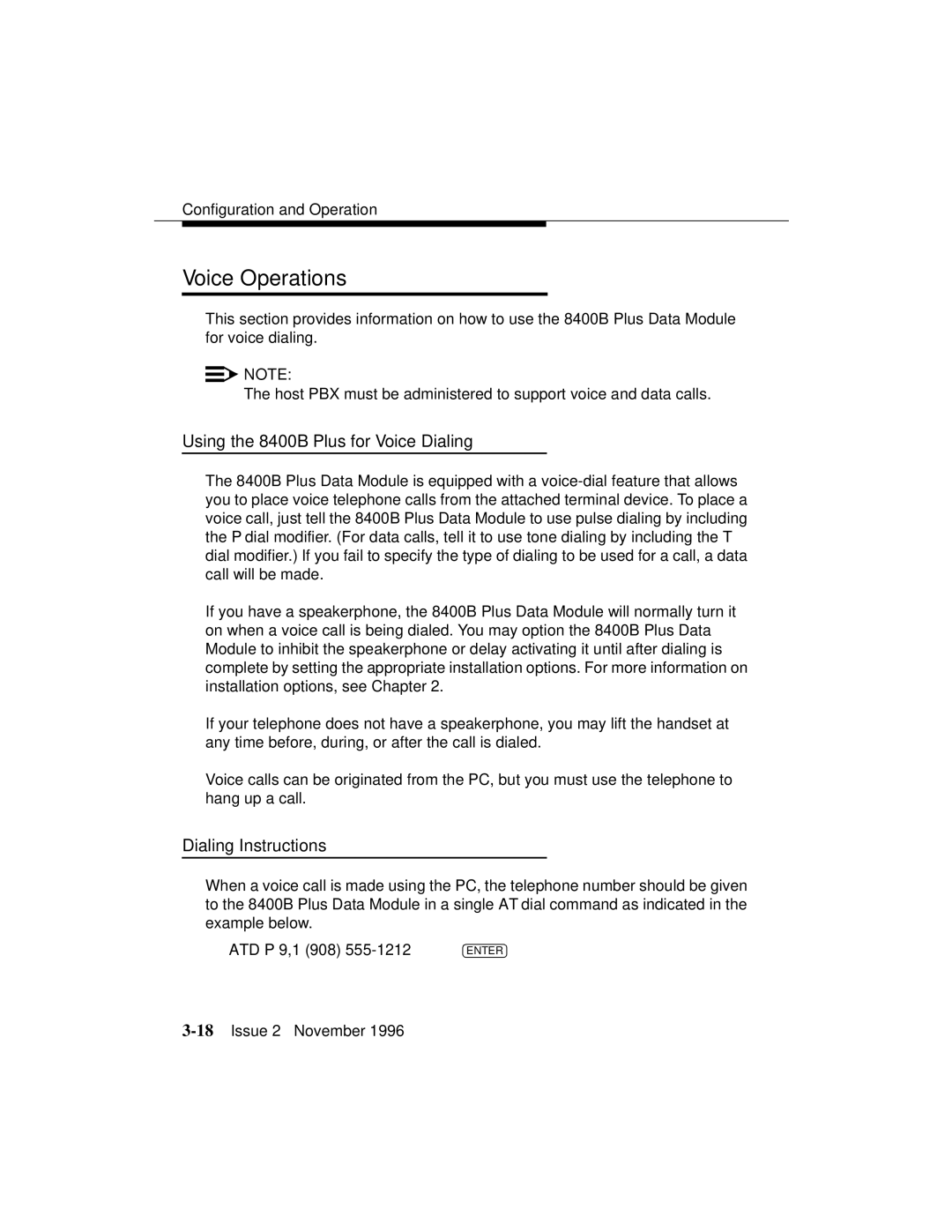 Avaya manual Voice Operations, Using the 8400B Plus for Voice Dialing, Dialing Instructions 