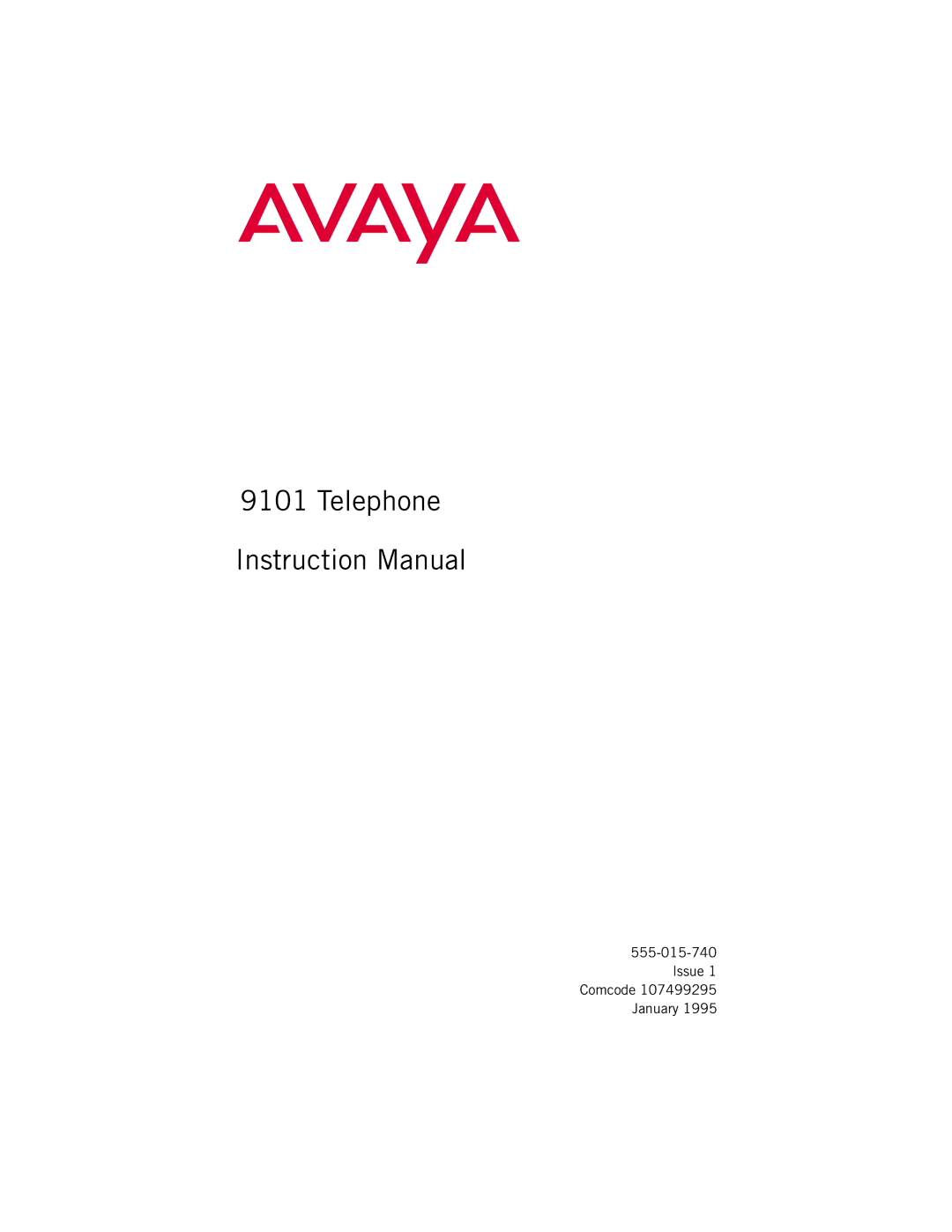 Avaya 9101 manual 7HOHSKRQH QVWUXFWLRQ0DQXDO 