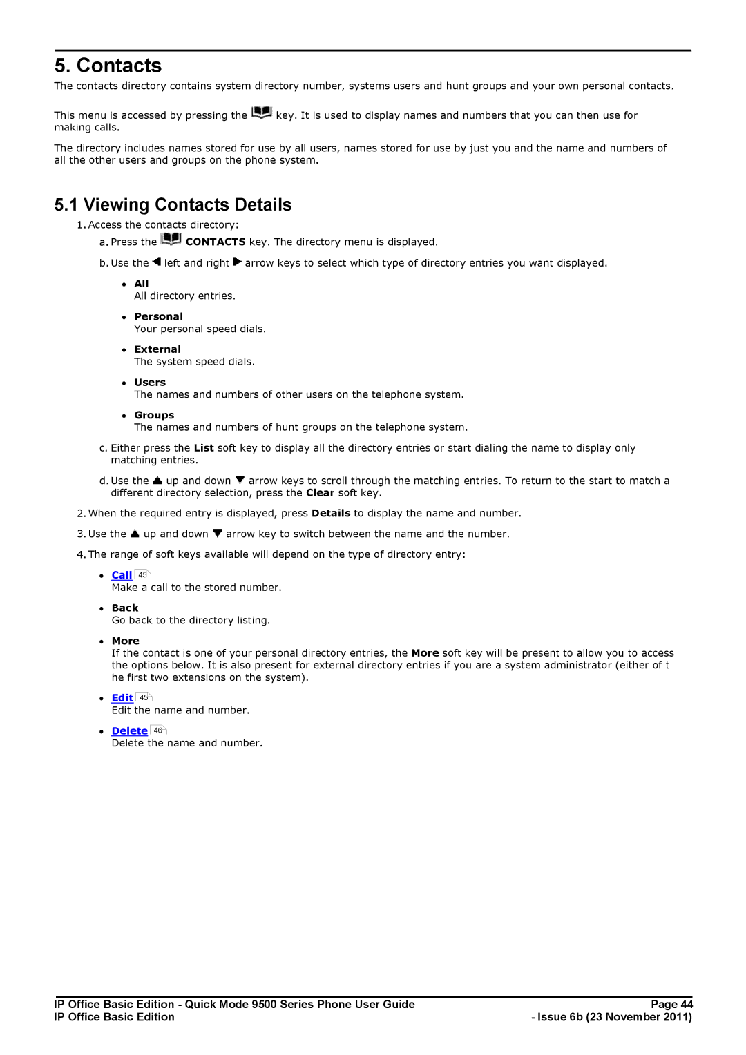 Avaya 9500 Series manual Viewing Contacts Details 