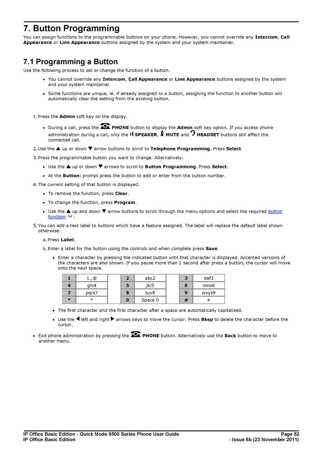 Avaya 9500 Series manual Button Programming, Programming a Button 