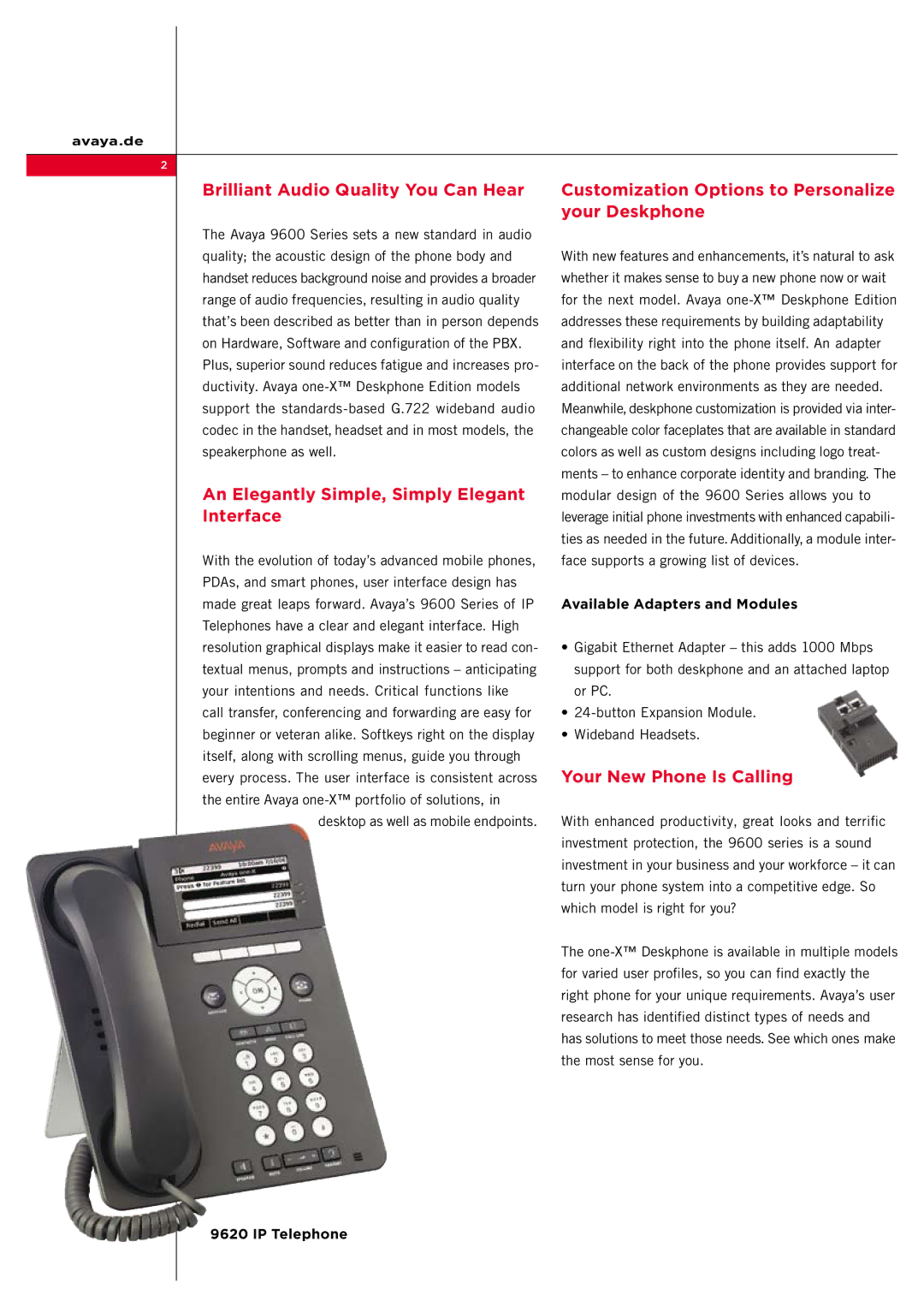 Avaya 9600 Series manual An Elegantly Simple, Simply Elegant, Interface, Your New Phone Is Calling, IP Telephone 