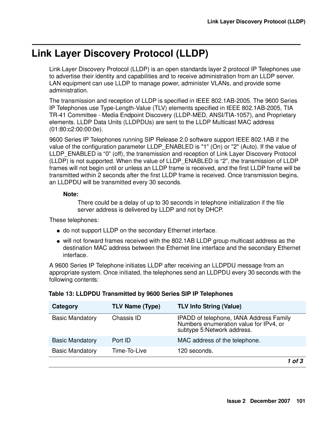 Avaya 9600 manual Link Layer Discovery Protocol Lldp 