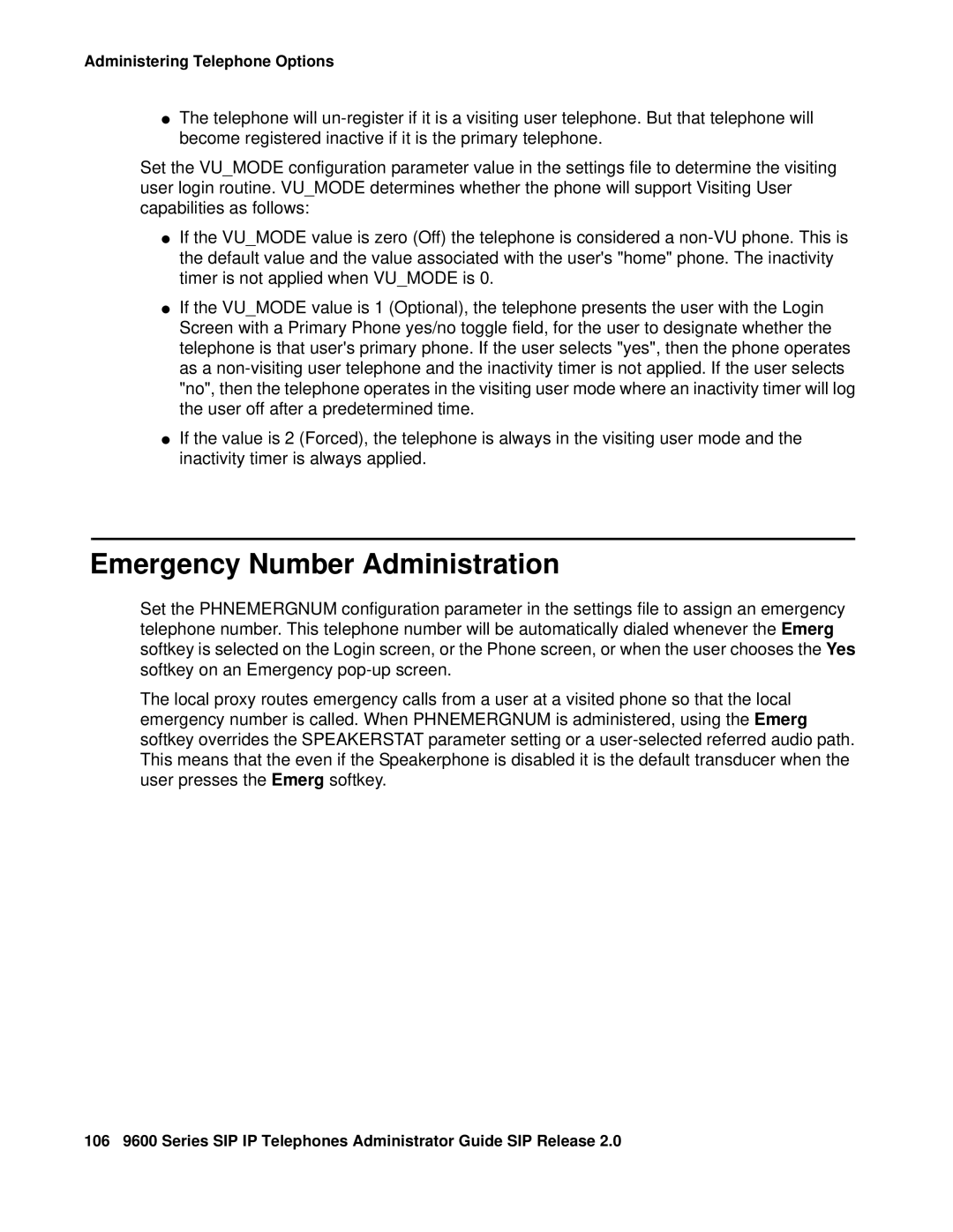 Avaya 9600 manual Emergency Number Administration 