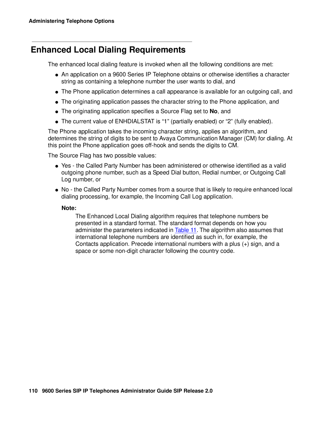 Avaya 9600 manual Enhanced Local Dialing Requirements 