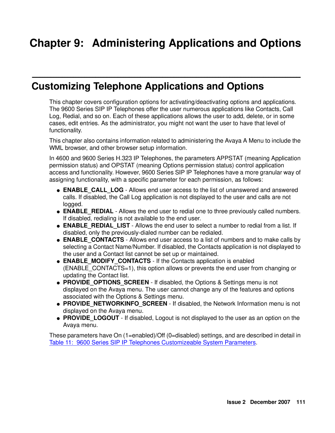 Avaya 9600 manual Administering Applications and Options, Customizing Telephone Applications and Options 