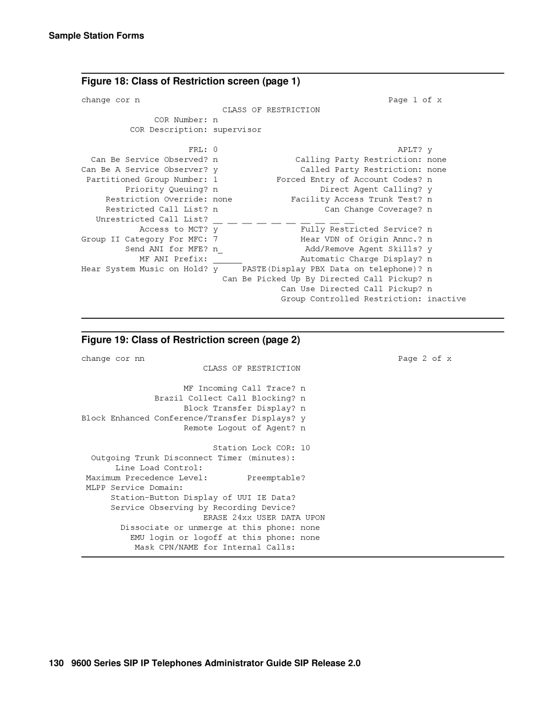 Avaya 9600 manual Class of Restriction, Frl 