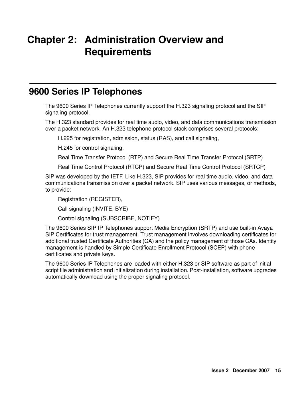 Avaya 9600 manual Administration Overview and Requirements, Series IP Telephones 