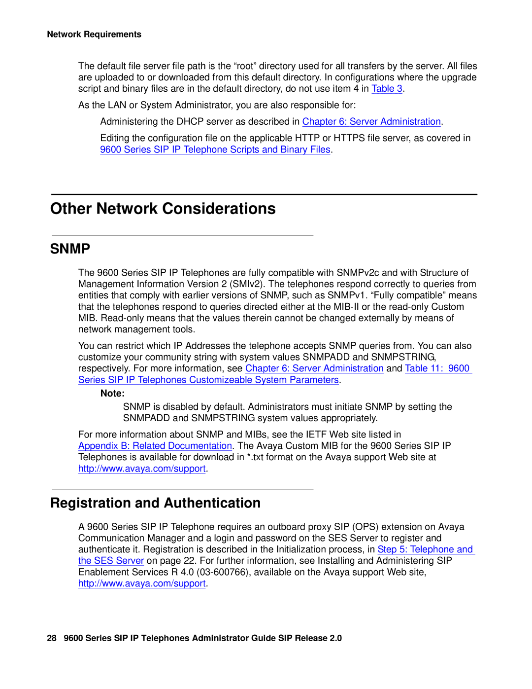 Avaya 9600 manual Other Network Considerations, Registration and Authentication 