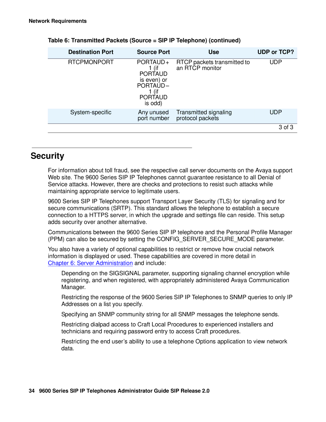 Avaya 9600 manual Security 