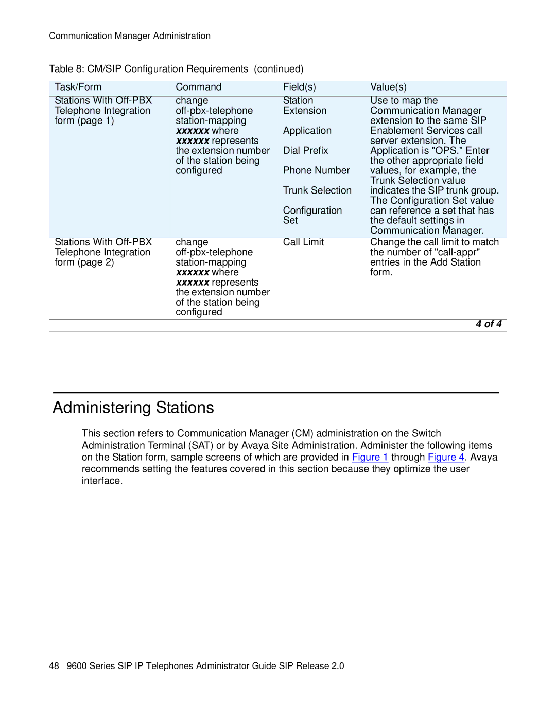 Avaya 9600 manual Administering Stations, Xxxxxx where 