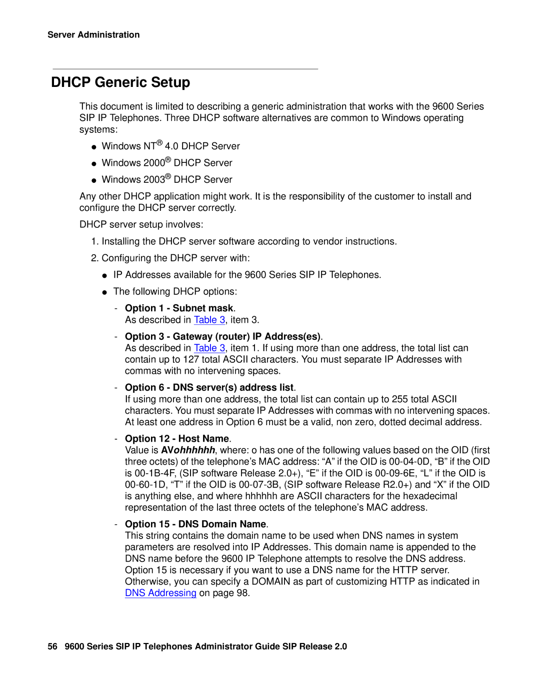 Avaya 9600 manual Dhcp Generic Setup 