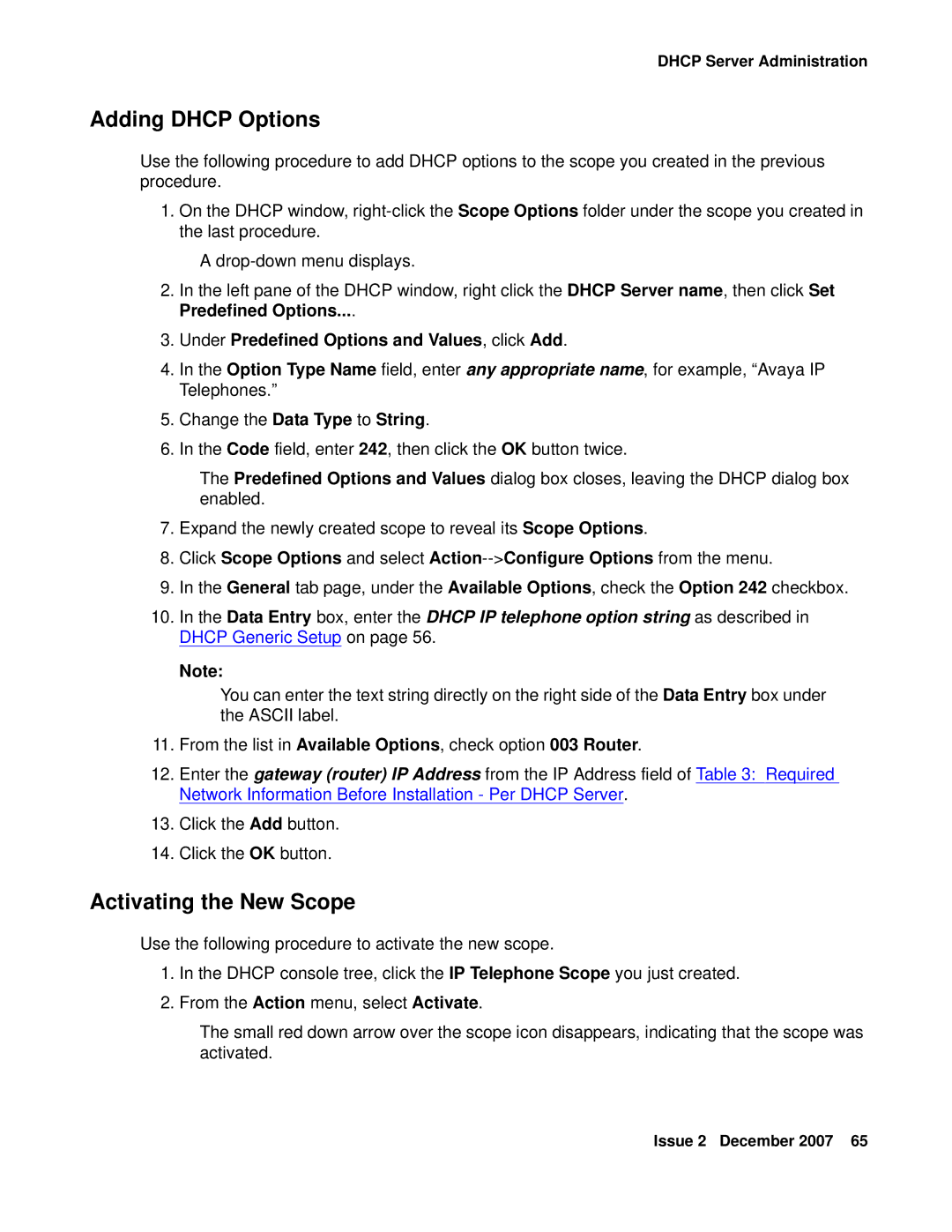 Avaya 9600 manual Under Predefined Options and Values, click Add, Change the Data Type to String 