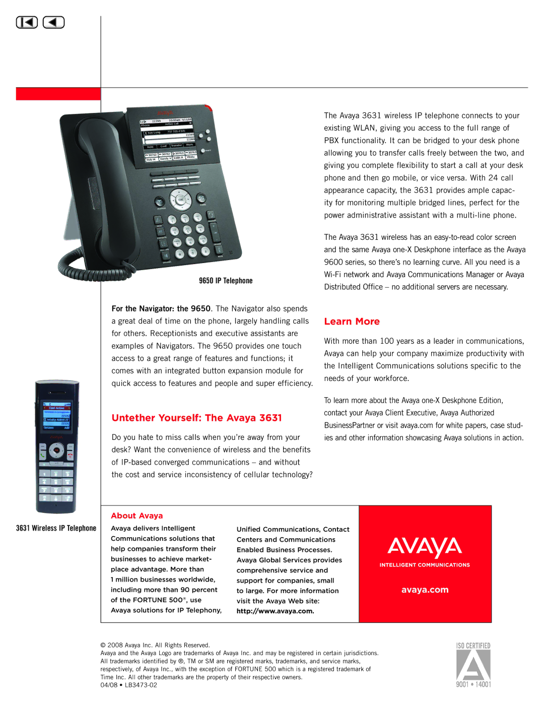 Avaya 9600 manual Untether Yourself The Avaya, Learn More 