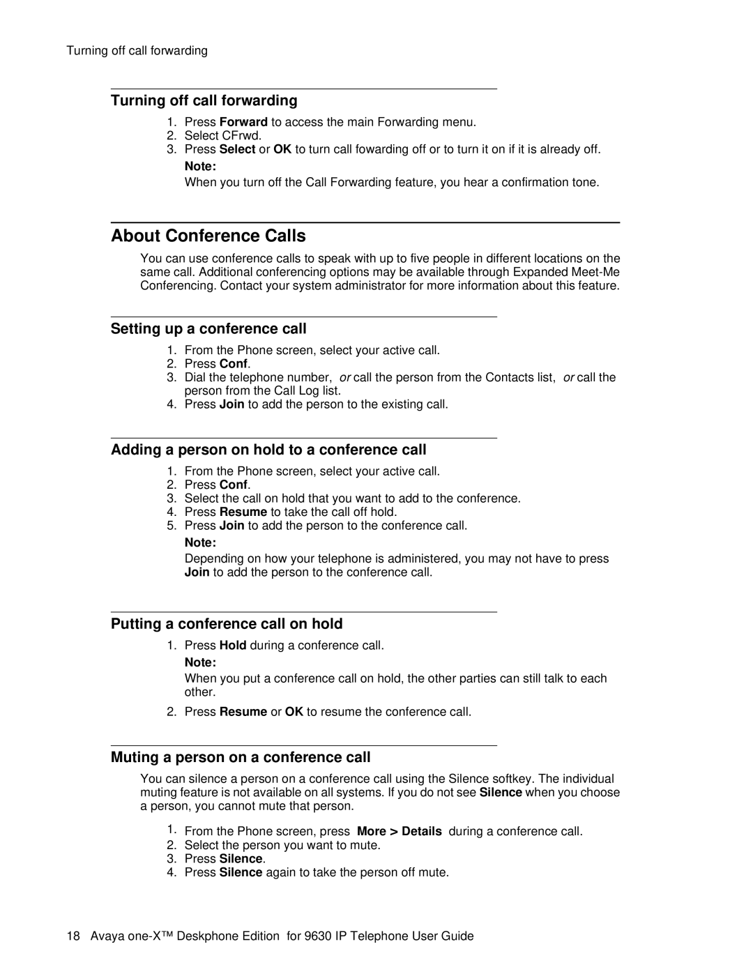 Avaya 9630 manual About Conference Calls 