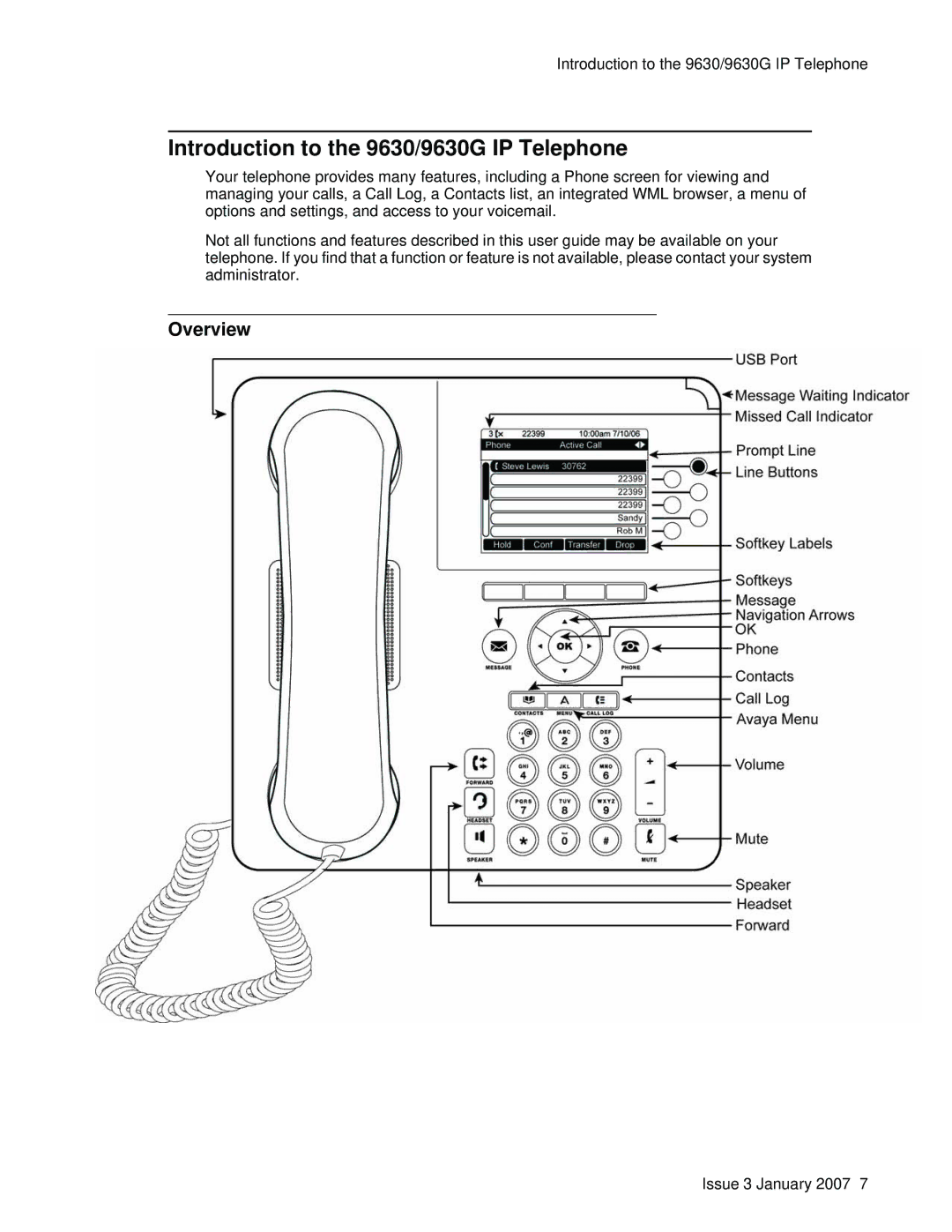 Avaya manual Introduction to the 9630/9630G IP Telephone, Overview 