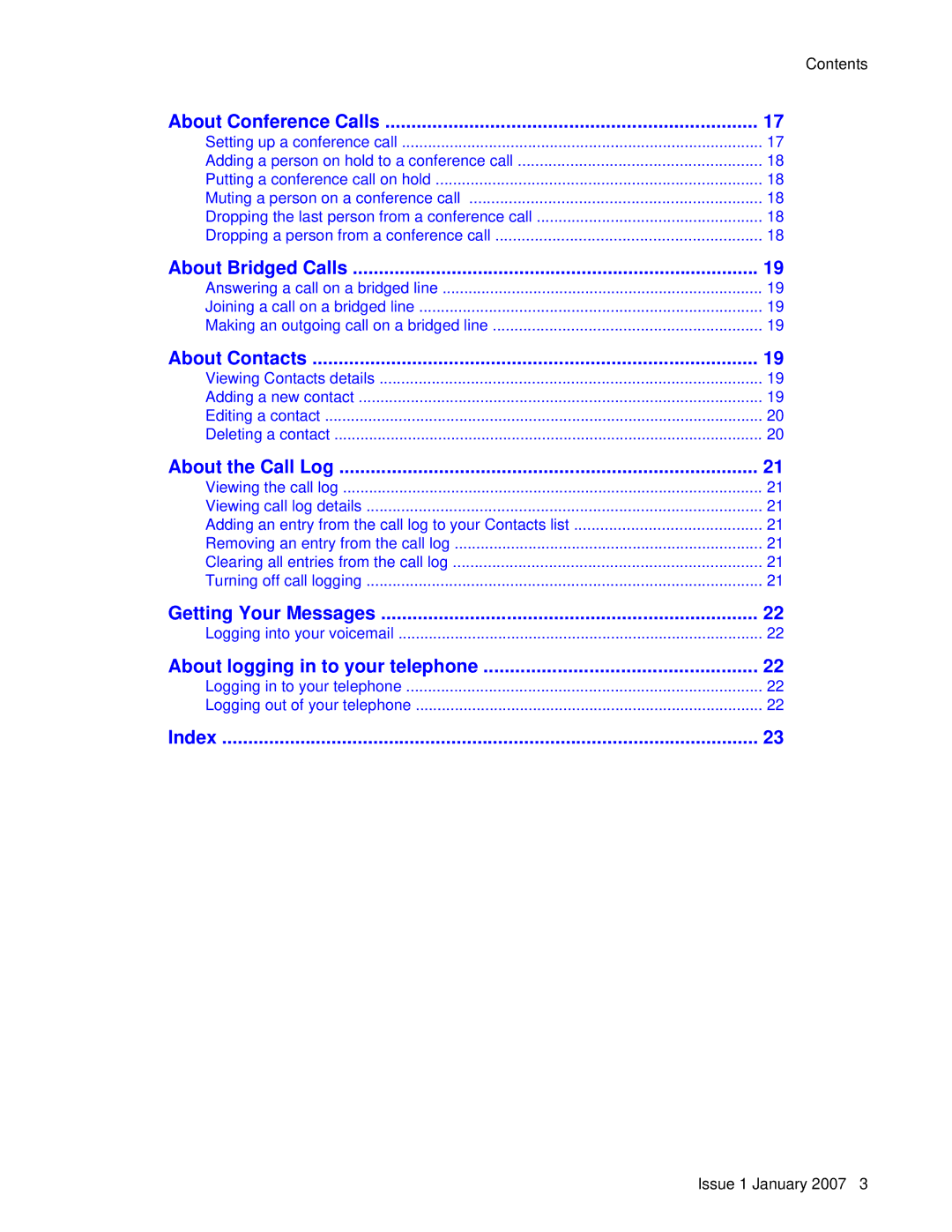 Avaya 9640 manual About Contacts 