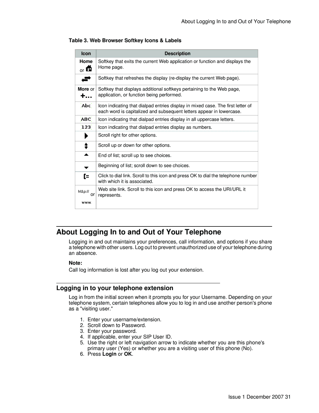 Avaya 9640G manual About Logging In to and Out of Your Telephone, Logging in to your telephone extension 