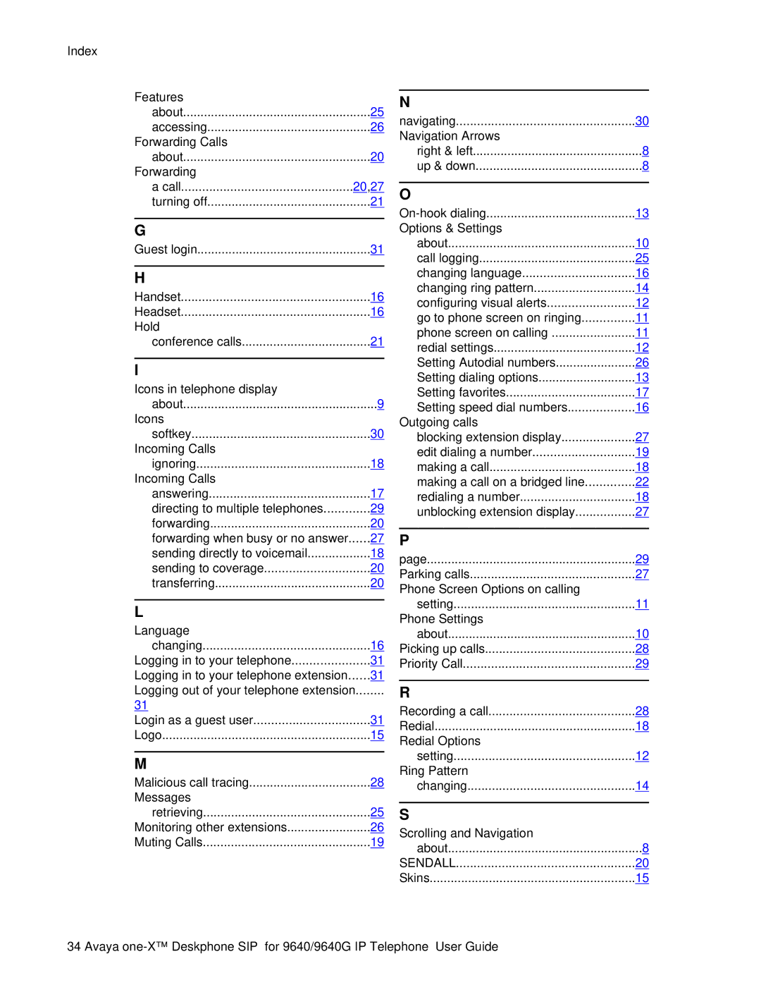 Avaya 9640G manual Features 