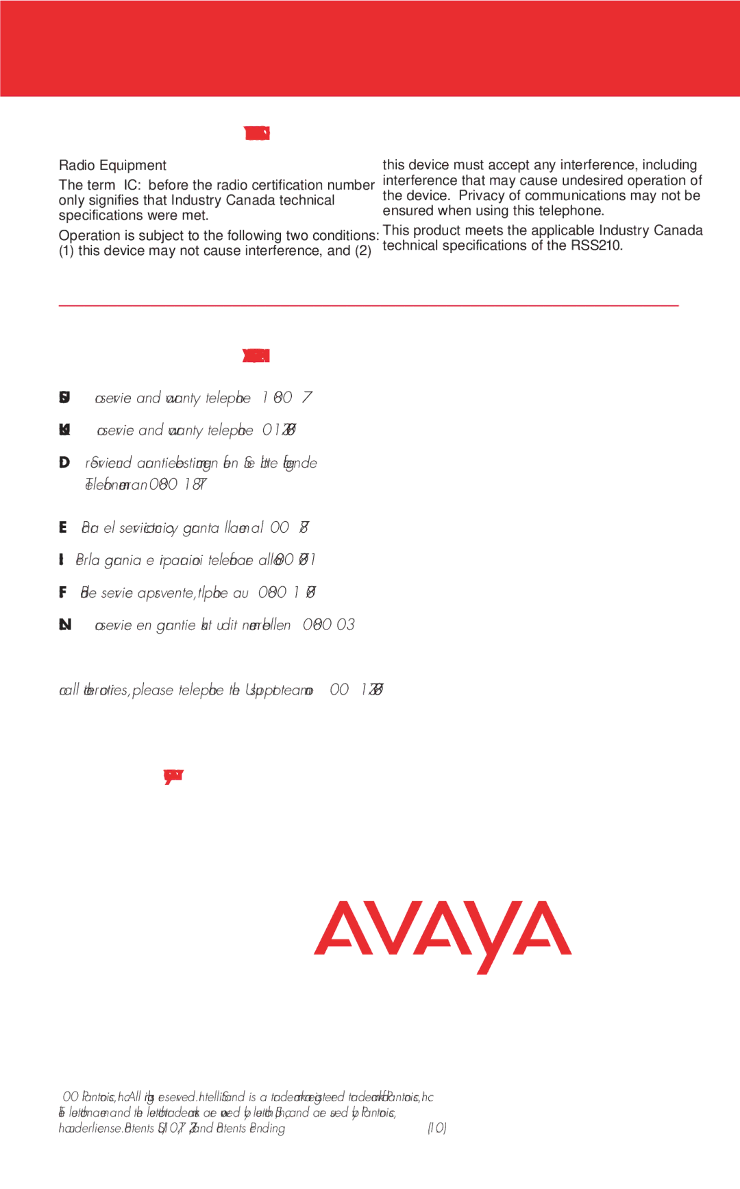 Avaya ABT-34 manual Industry Canada Notice, Avaya Headset Helpline 