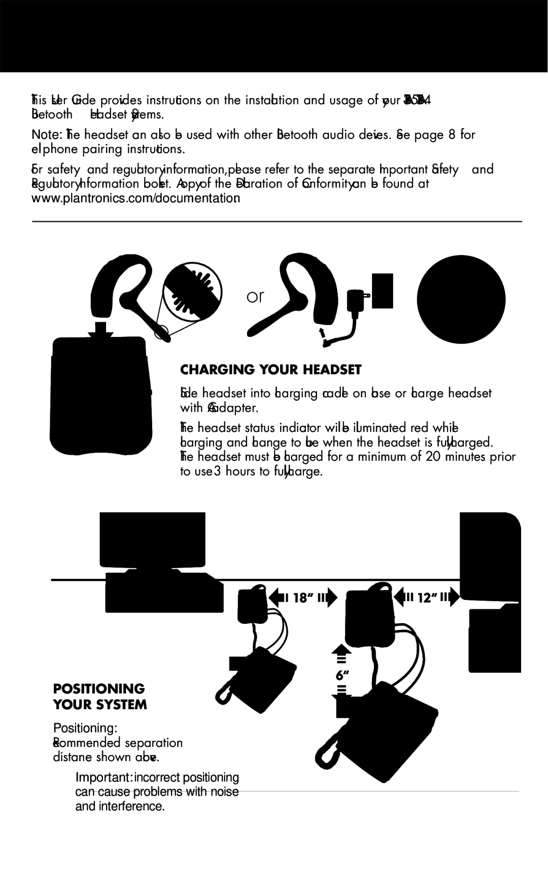 Avaya ABT-34 manual Charging Your Headset, Positioning Your System 