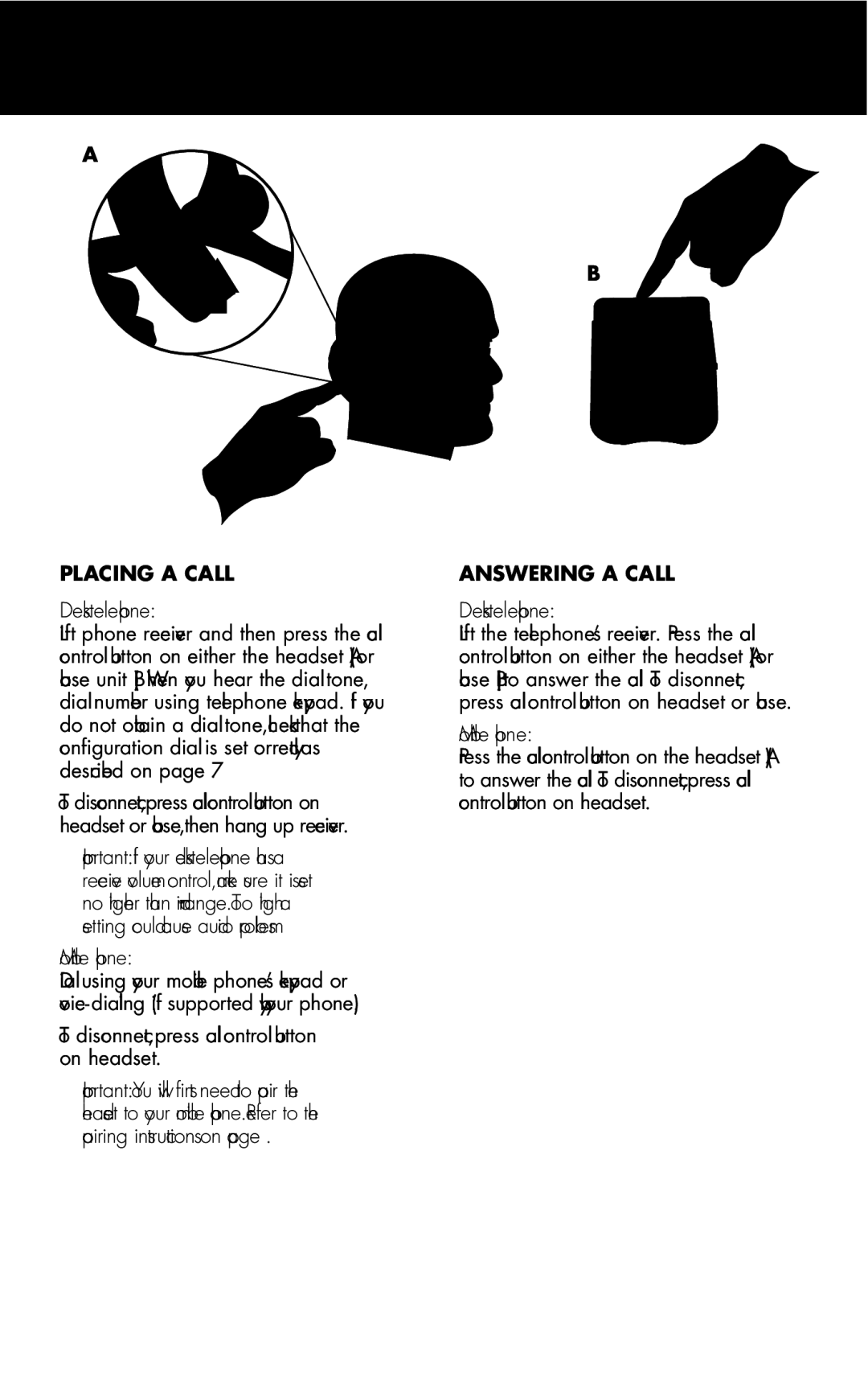 Avaya ABT-34 manual Placing & Answering a Call, Placing a Call Answering a Call, Mobile phone, Desk telephone 