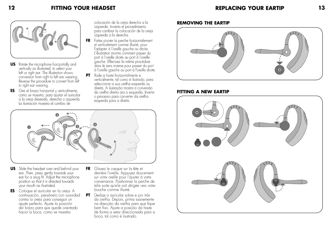 Avaya ABT-35H quick start Fitting Your Headset, Replacing Your Eartip 