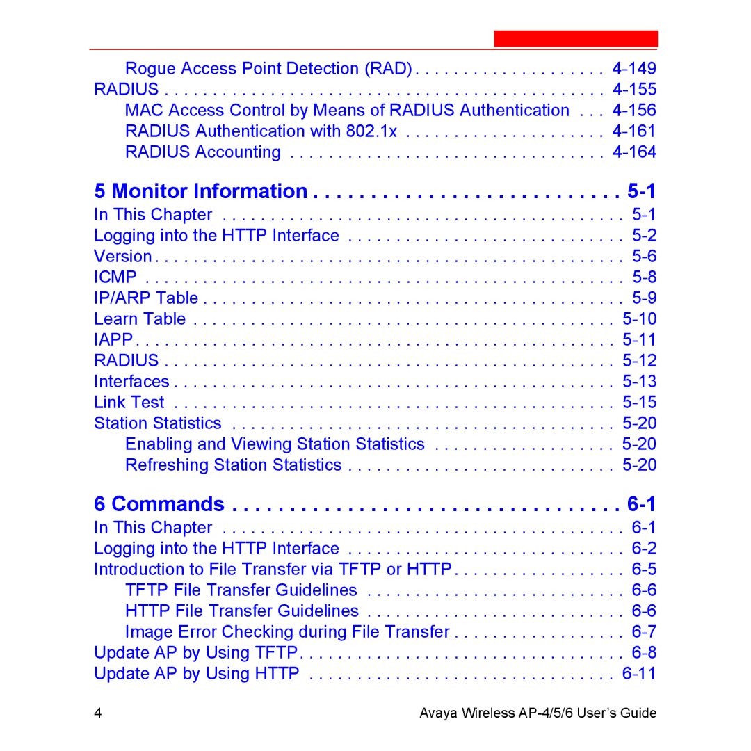 Avaya AP-6, AP-4, AP-5 manual Monitor Information 