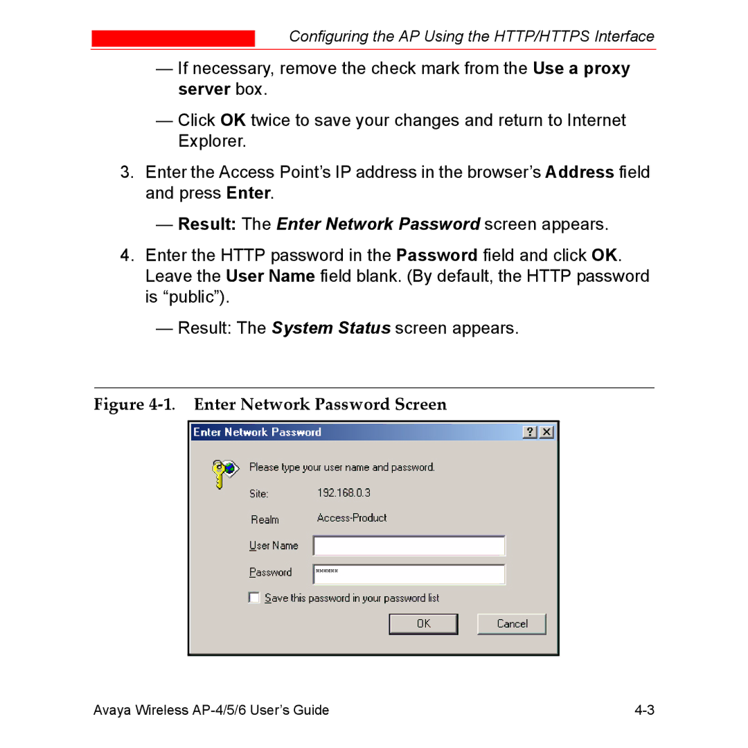 Avaya AP-5, AP-4, AP-6 manual Enter Network Password Screen 