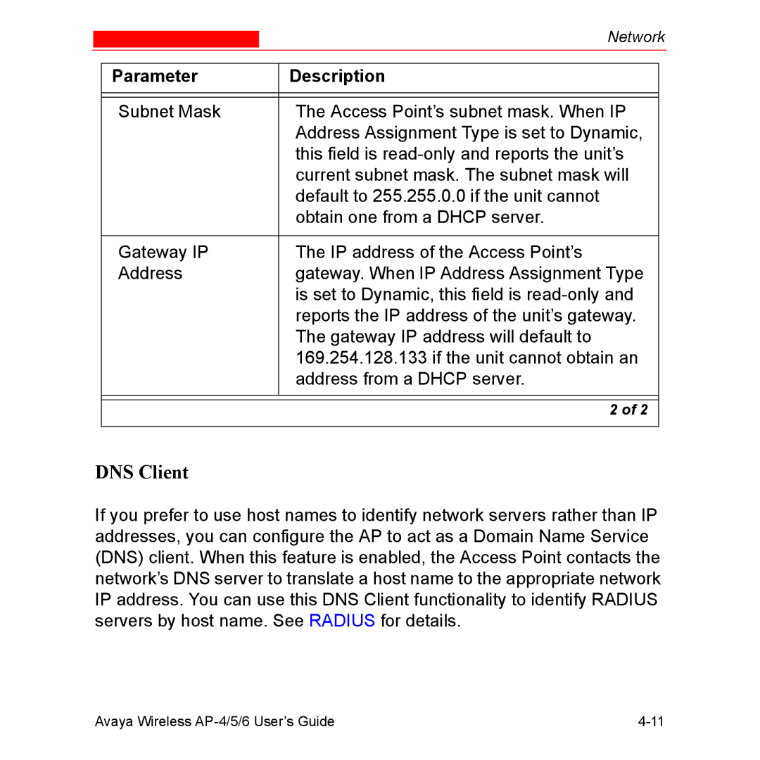 Avaya AP-6, AP-4, AP-5 manual DNS Client 