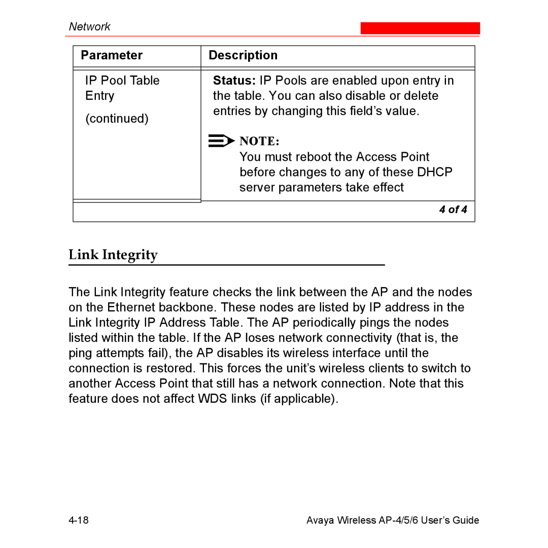 Avaya AP-5, AP-4, AP-6 manual Link Integrity 