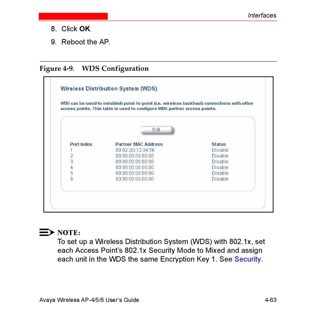 Avaya AP-5, AP-4, AP-6 manual WDS Configuration 