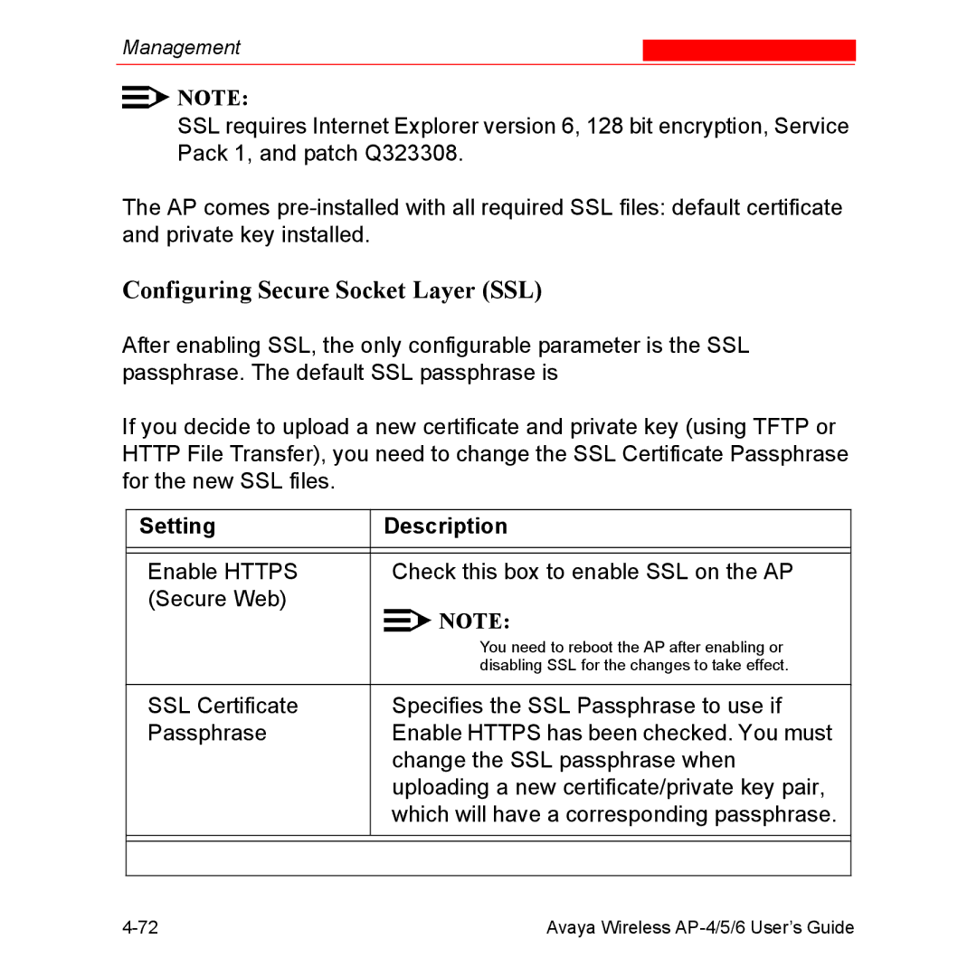 Avaya AP-5, AP-4, AP-6 manual Configuring Secure Socket Layer SSL 